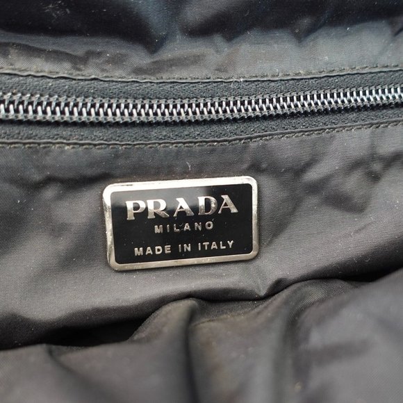 PRADA Bag Women Black Purse Italian Duffel Neoprene Medium Handbag ITALY DEFECTS - Picture 6 of 16